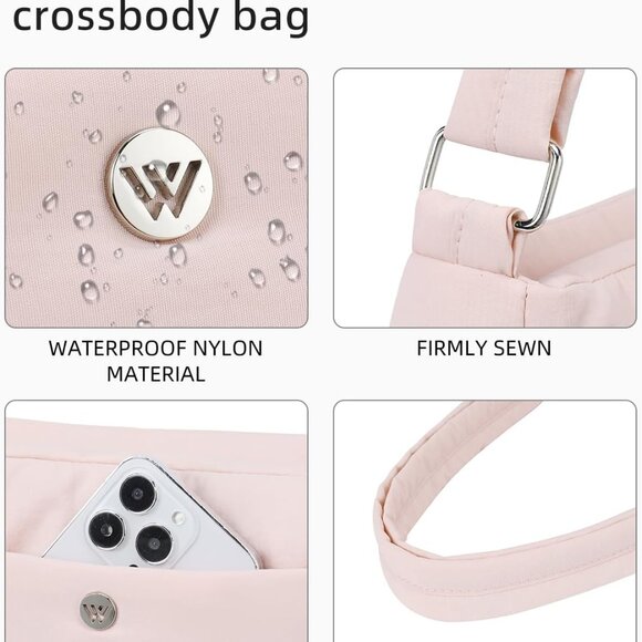 Small Crossbody Bags for Women Nylon with Adjustable Strap, Zipper Crossbody Pur - Picture 4 of 6